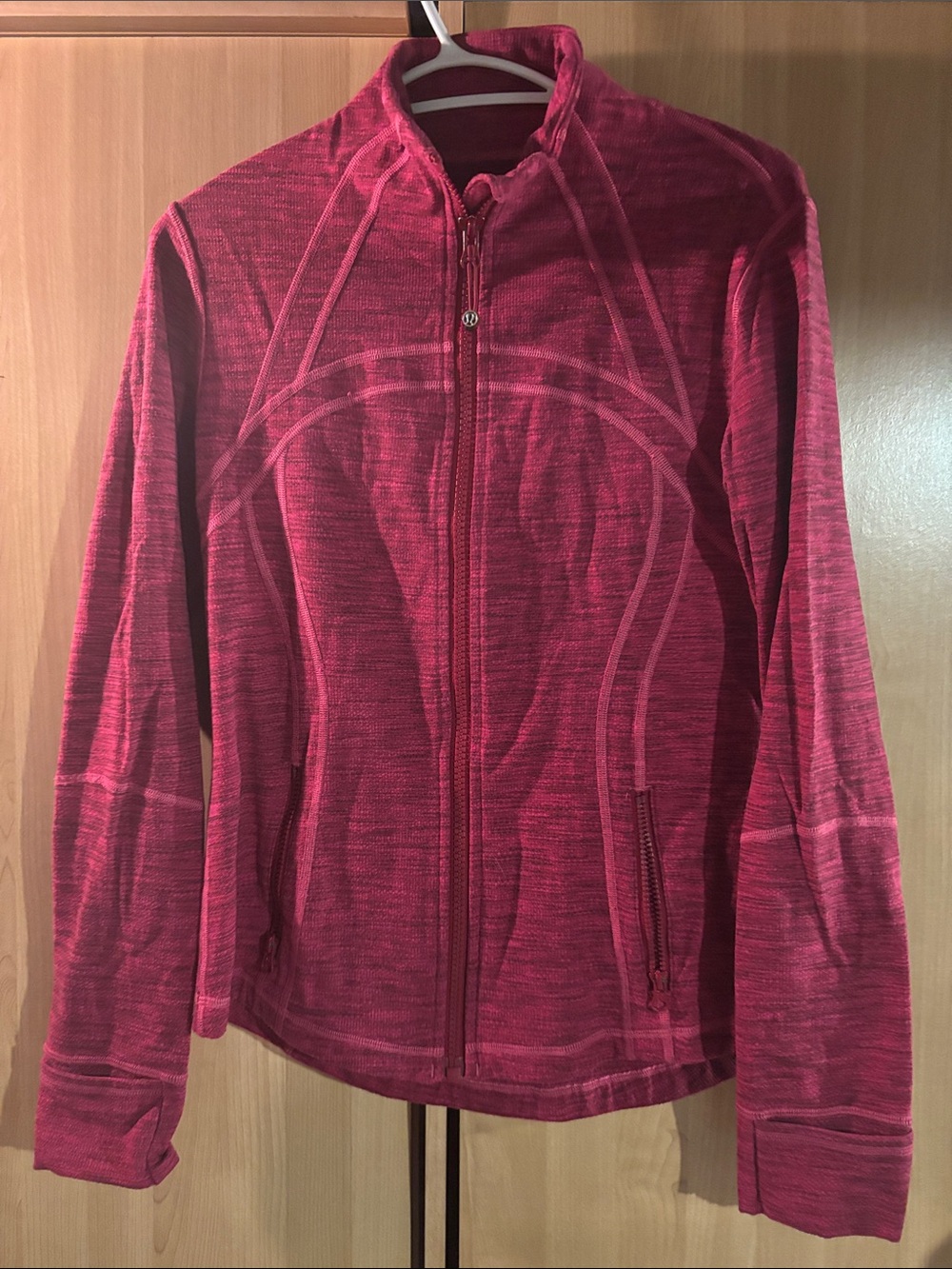 lululemon athletica Heathered Raspberry Pink Zip-Up Bomber Jacket